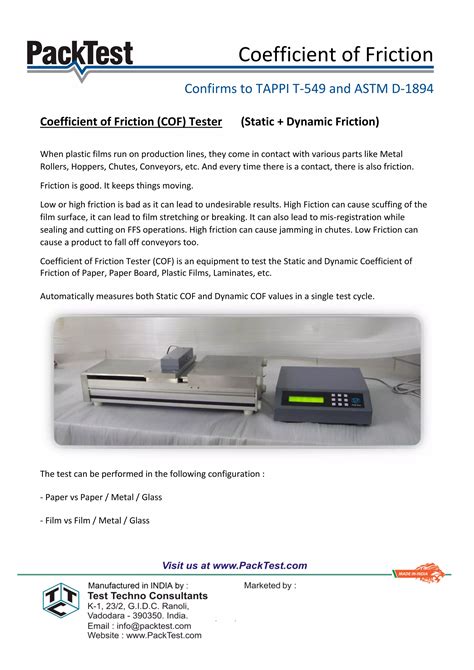 ODM Coefficient of Friction (COF) Tester|coefficient of friction tester pdf.